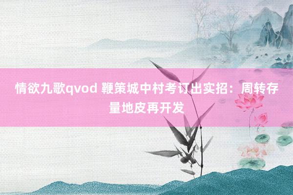 情欲九歌qvod 鞭策城中村考订出实招：周转存量地皮再开发