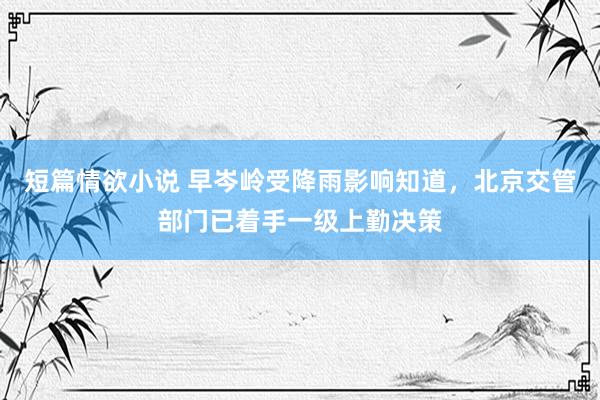 短篇情欲小说 早岑岭受降雨影响知道，北京交管部门已着手一级上勤决策