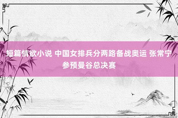 短篇情欲小说 中国女排兵分两路备战奥运 张常宁参预曼谷总决赛