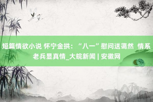 短篇情欲小说 怀宁金拱：“八一”慰问送蔼然  情系老兵显真情_大皖新闻 | 安徽网