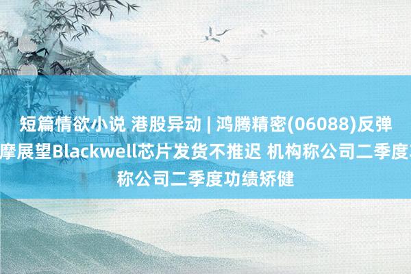 短篇情欲小说 港股异动 | 鸿腾精密(06088)反弹逾4% 大摩展望Blackwell芯片发货不推迟 机构称公司二季度功绩矫健