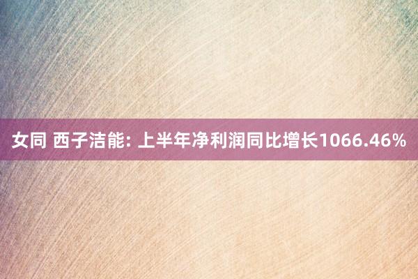 女同 西子洁能: 上半年净利润同比增长1066.46%