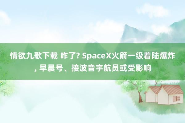 情欲九歌下载 咋了? SpaceX火箭一级着陆爆炸， 早晨号、接波音宇航员或受影响