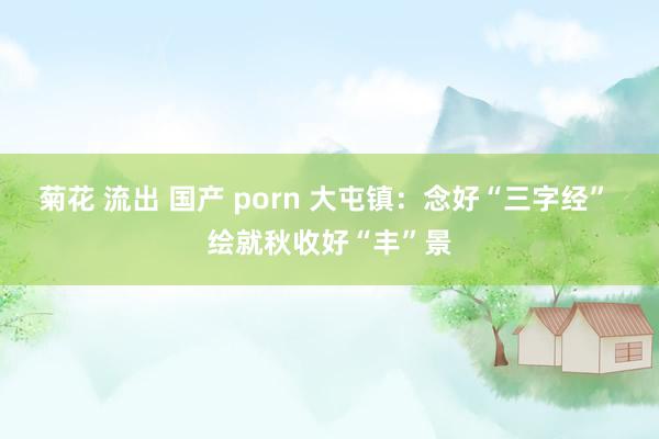 菊花 流出 国产 porn 大屯镇：念好“三字经” 绘就秋收好“丰”景