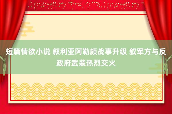 短篇情欲小说 叙利亚阿勒颇战事升级 叙军方与反政府武装热烈交火